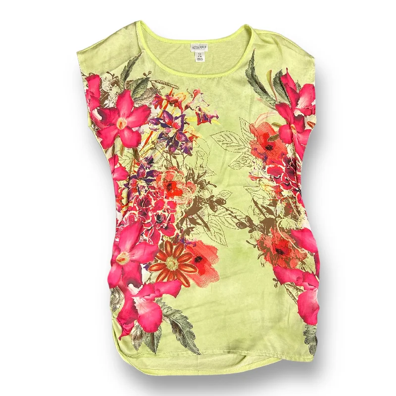 Motherhood Size S Light Green Floral Maternity Blouse Satin Bow Blouse