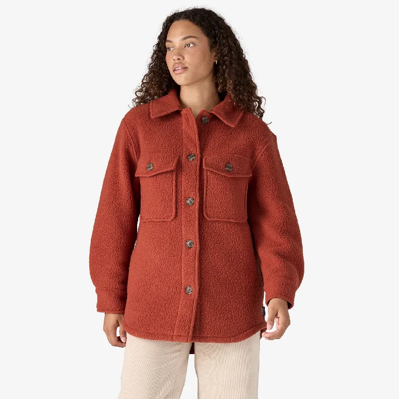 Patagonia Women's Retro Pile Fleece Shacket - BURNISHED RED Peter Pan Collar Blouse