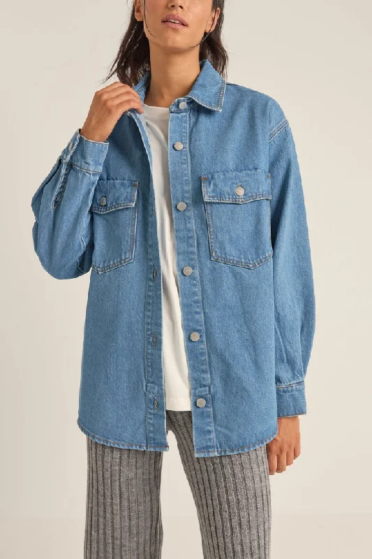 Rhythm Oversized Denim Shacket - WASHED BLUE Casual Relaxed Blouse