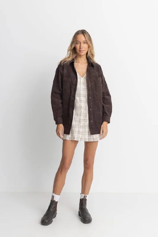 Rhythm Mono Lake Shacket - CHOCOLATE Office-Ready Blouse