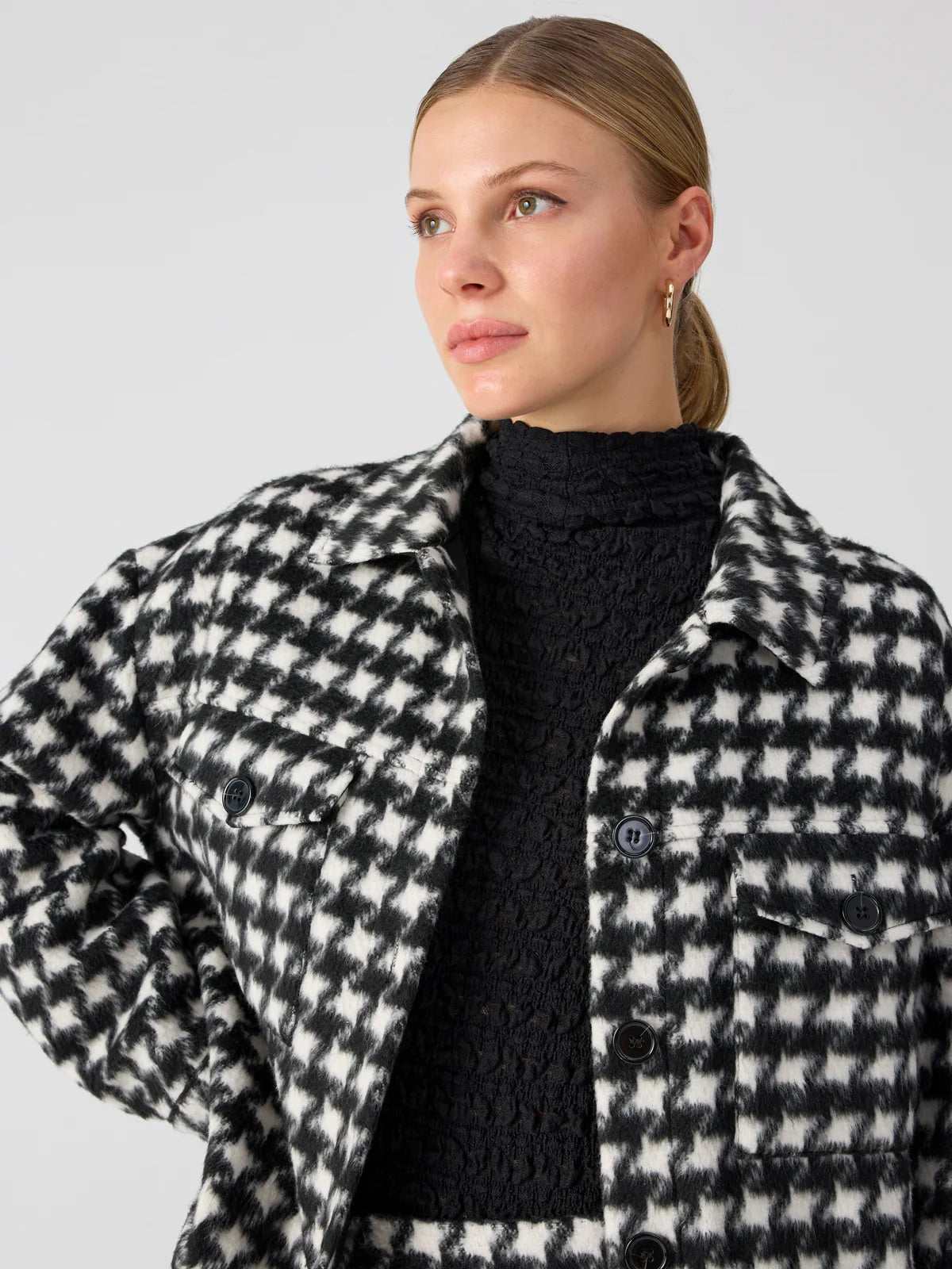 Sanctuary The Shacket - BRUSHED HOUNDSTOOTH Pastel Color Blouse