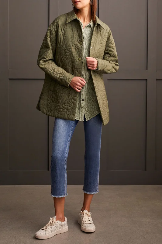 Tribal Button Front Shacket w/ Snaps 5569O-4895-1822 Clover Leaf Peter Pan Collar Blouse