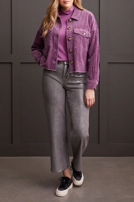 Tribal Crop Denim Shacket w/ Patch Pockets 5577O-4388-0327 Grape Embellished Collar Blouse Tribal Crop Denim Shacket w/ Patch Pockets 5577O-4388-0327 Grape Embellished Collar Blouse