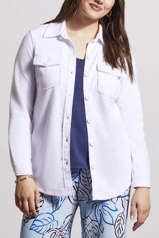 Tribal Mixed Media Shacket 5356O-4614-0001 White Satin Bow Blouse