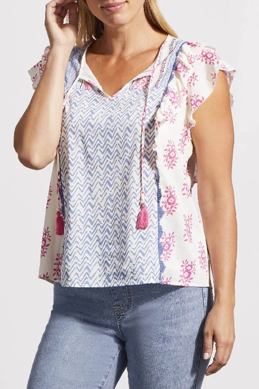 Tribal Mixed Print Blouse 5430O-3647-2427 Hi Pink Lightweight Floral Blouse