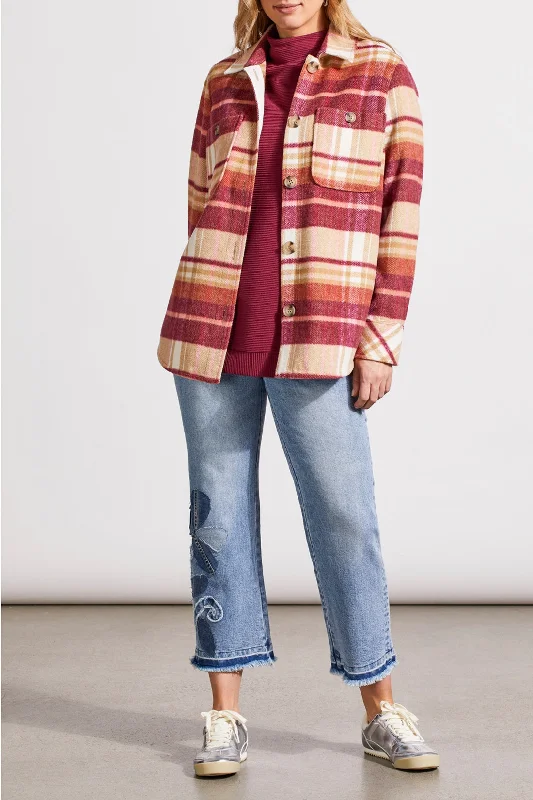Tribal Shacket w/ Chest Pocket 5601O-4466-0843 Cappuccino Lightweight Linen Blouse
