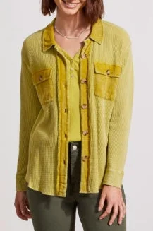Tribal Thermal Knit Shacket 7687O-4690-2173 Pear Versatile Layering Blouse