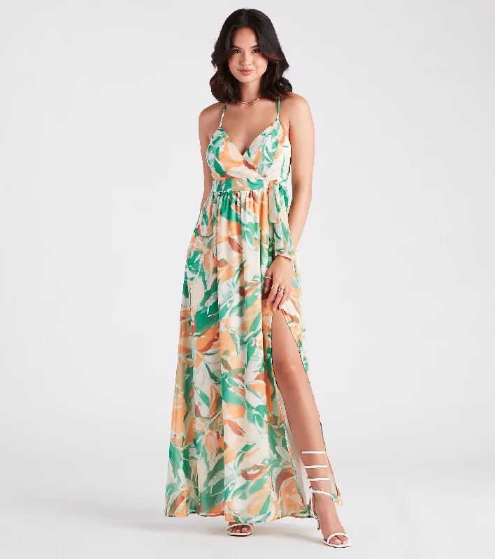 Wanna Getaway Chiffon Geometric Print Maxi Dress Elegant Velvet Maxi Dress