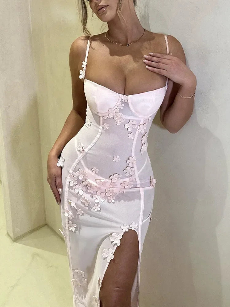 Lizakosht Elegant 3d Flower Spaghetti Strap Maxi Dress For Women Sexy Backless Off Shoulder Split Slim Dresses Lady Chic Party Club Robes Classic A-Line Maxi Dress Lizakosht Elegant 3d Flower Spaghetti Strap Maxi Dress For Women Sexy Backless Off Shoulder Split Slim Dresses Lady Chic Party Club Robes Classic A-Line Maxi Dress
