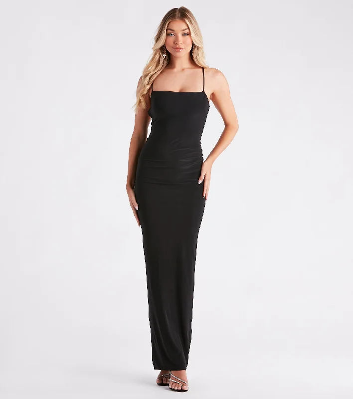 All Dolled Up Strappy Back Maxi Dress Elegant Velvet Maxi Dress