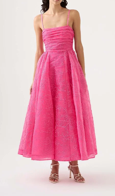 ASYMMETRICALLY GATHERED MAXI DRESS IN ORGANZA Comfortable Pleated Maxi Dress