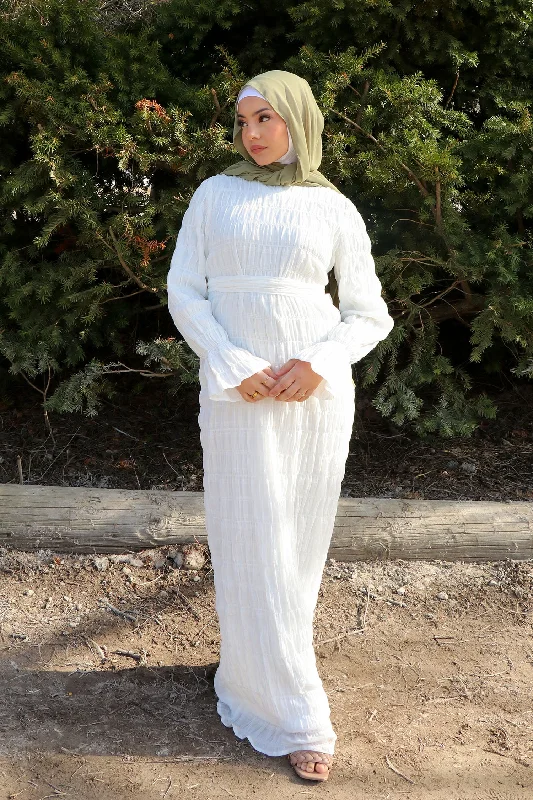 Aya Sheath Maxi Dress - Off White Elegant Maxi Dress with Drapes