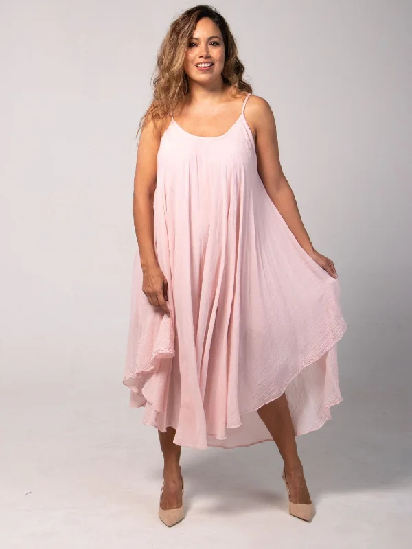 Cotton Maxi Dress & Top Combo - Pink Comfortable T-Shirt Maxi Dress