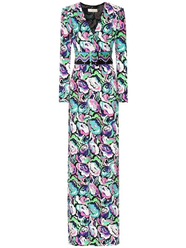 Crêpe V-Neck Multicolored Maxi Dress Classic Strapless Maxi Dress