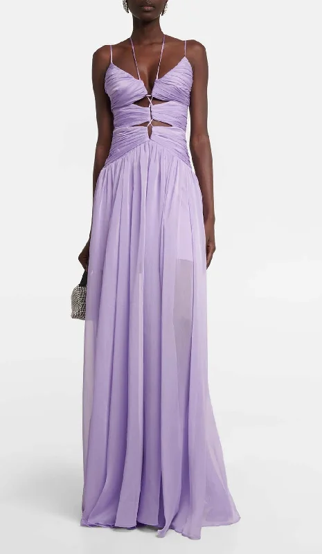 CUTOUT TULLE MAXI DRESS IN LIGHT PURPLE Elegant Boho Maxi Dress