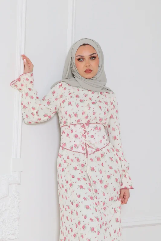 Dana Floral Maxi Dress- Off White Cozy Ribbed Maxi Dress