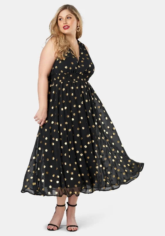 Gift Of Gold Spot Maxi Dress Trendy Floral Print Maxi Dress