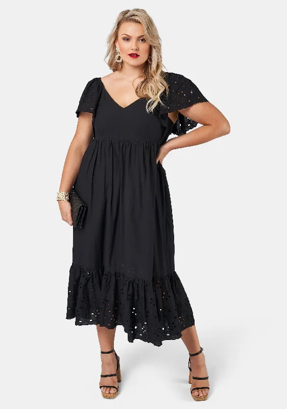 Girlz Broderie Maxi Dress Fashionable Faux Wrap Maxi Dress