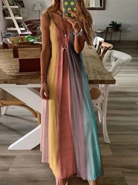 Gradient V-neck Maxi Dress Elegant Maxi Dress with Slit