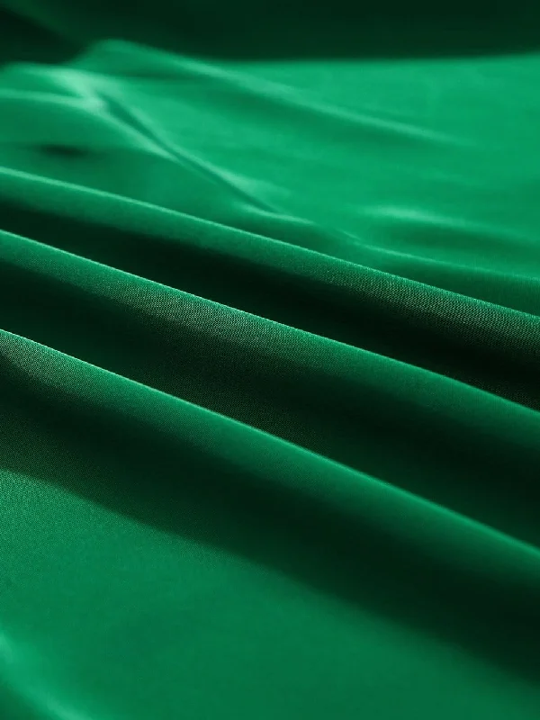 Green Blouse with Pleated Front Business Casual Blouse