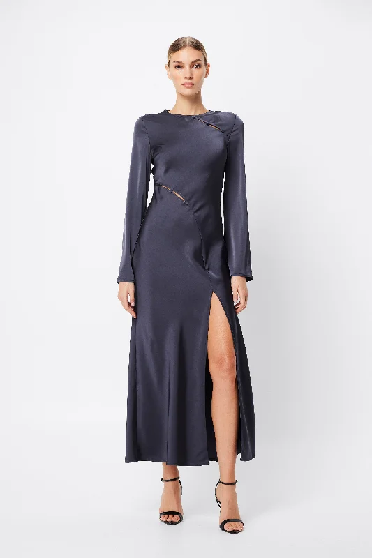 Illusion Maxi Dress Elegant Pleated Maxi Dress