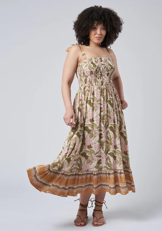Isla Leaf Print Maxi Dress Elegant Maxi Dress with Lace