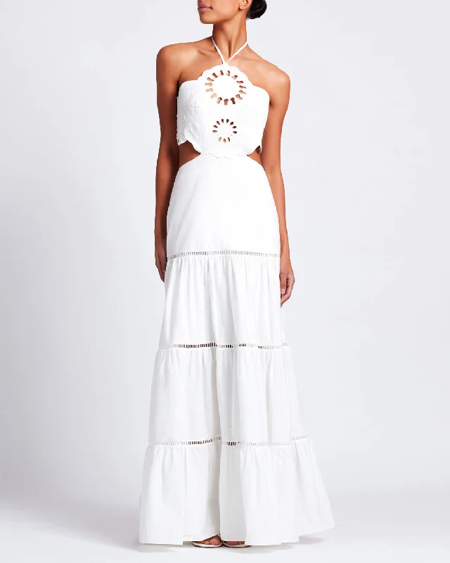 PatBo Lasercut Cotton Poplin Maxi Dress Comfortable Flowy Maxi Dress