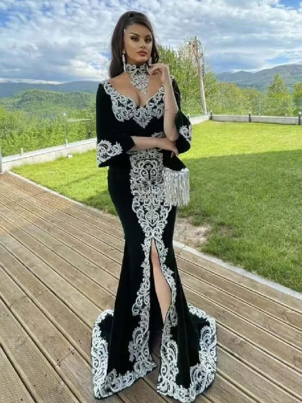 Mock Neck Insert Mesh Slit Hem Maxi Dress Elegant Maxi Dress with Ruffles