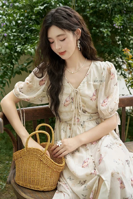 Women Elegant Floral Maxi Dress Elegant Maxi Dress with Drapes