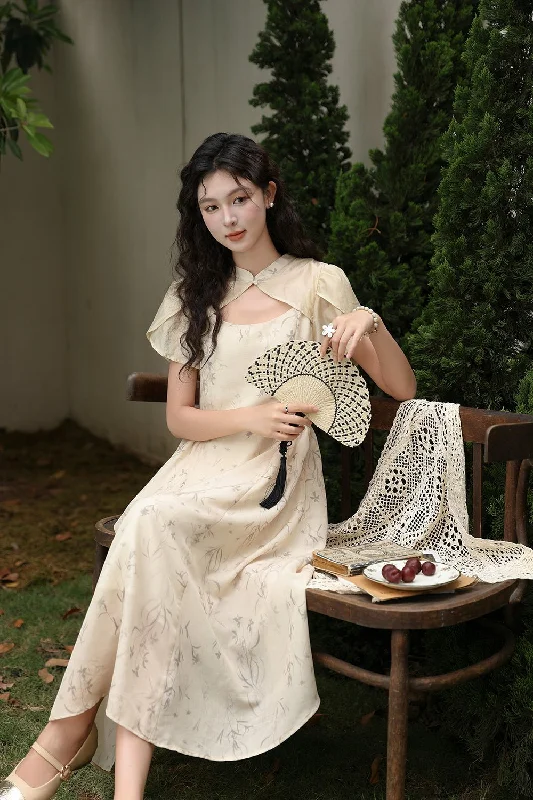 Printing Chiffon Maxi Dress for Women Fashionable Off-Shoulder Maxi Dress