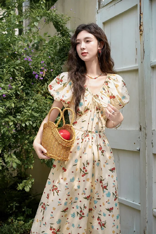 A-line Floral Maxi Dress for Women Elegant Lace-Up Maxi Dress