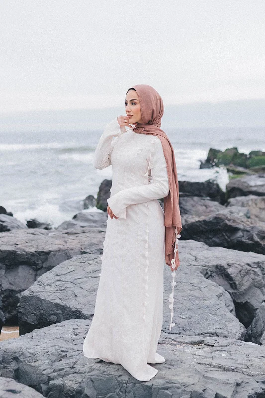 Nailea Organza Maxi Dress- Cream Elegant Maxi Dress with Pockets