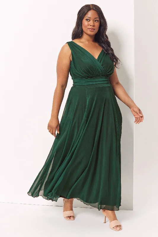 Nancy Marilyn Alexandrite Green Chiffon Maxi Dress Fashionable Maxi Dress with Fringe