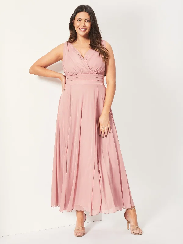 Nancy Marilyn Pink Blush Chiffon Maxi Dress Trendy A-Line Maxi Dress