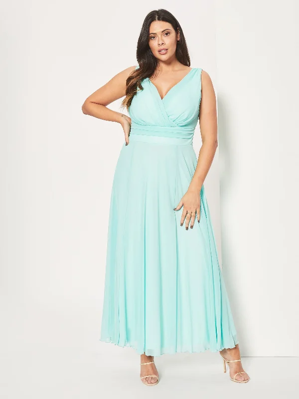 Nancy Marilyn Mint Chiffon Maxi Dress Cozy Open-Back Maxi Dress
