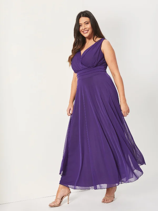 Nancy Marilyn Purple Chiffon Maxi Dress Chic Off-Shoulder Maxi Dress