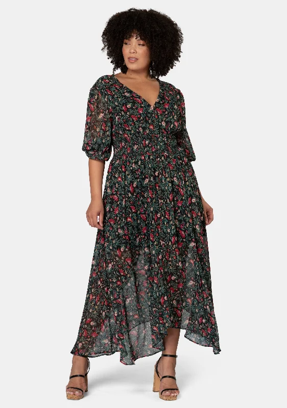 Next Universe Rose Print Maxi Dress Casual Maxi Dress with Pockets