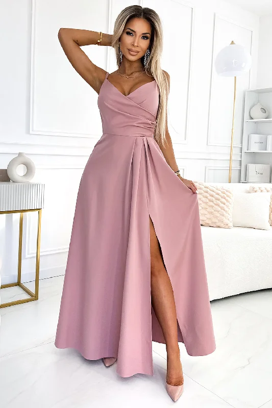Numoco 299-16 CHIARA elegant maxi dress with straps - dirty pink Elegant Sleeveless Maxi Dress Numoco 299-16 CHIARA elegant maxi dress with straps - dirty pink Elegant Sleeveless Maxi Dress