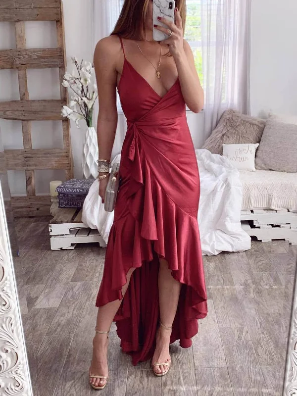 Party Sexy Halter V-neck Irregular Hem Maxi Dress Cozy Knitted Maxi Dress