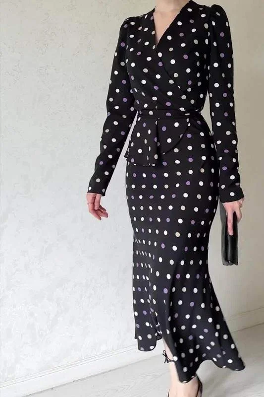 POLKA DOT MAXI DRESS Comfortable Ruffle Maxi Dress