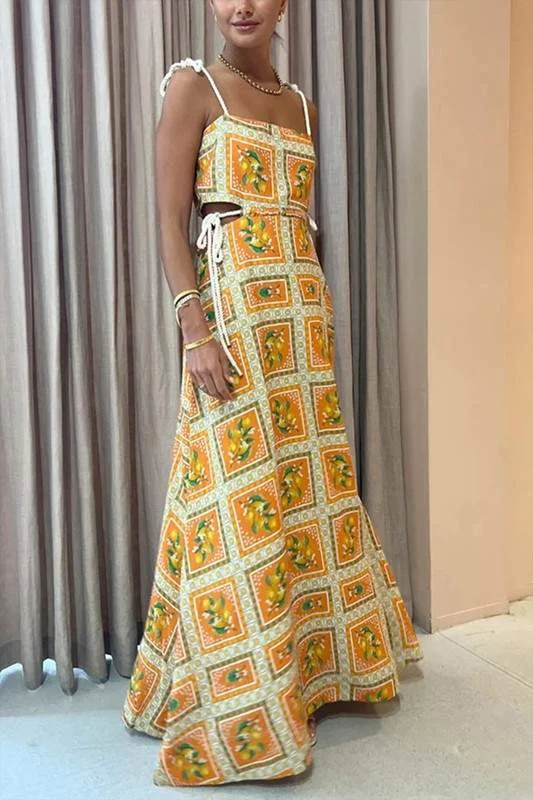 PRINTED A LINE MAXI DRESS Elegant Boho Maxi Dress