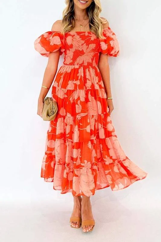 PUFF OFF SHOULDER MAXI DRESS Fashionable Sleeveless Maxi Dress