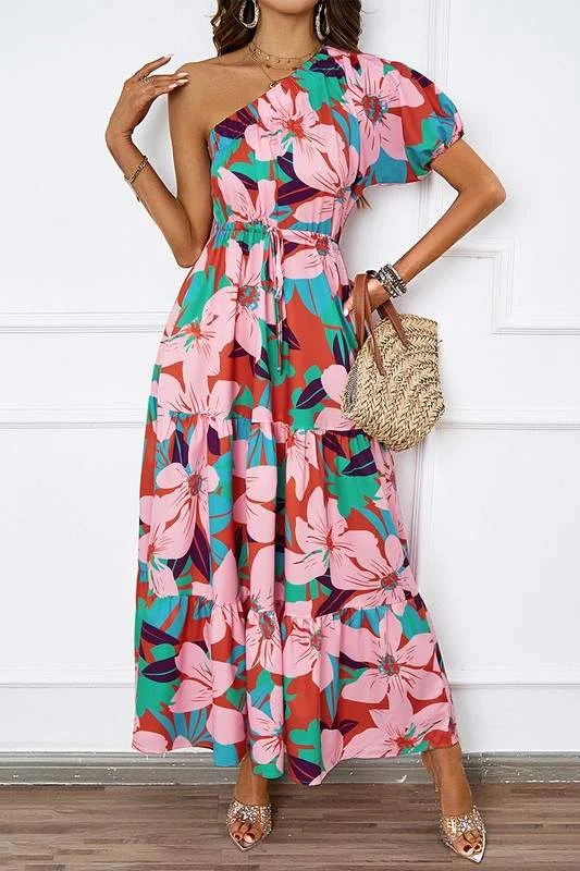 PUFF ONE SHOULDER MAXI DRESS Classic Tulle Maxi Dress