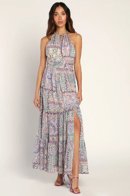 SCARF PRINTED MAXI DRESS Chic Summer Maxi Dress