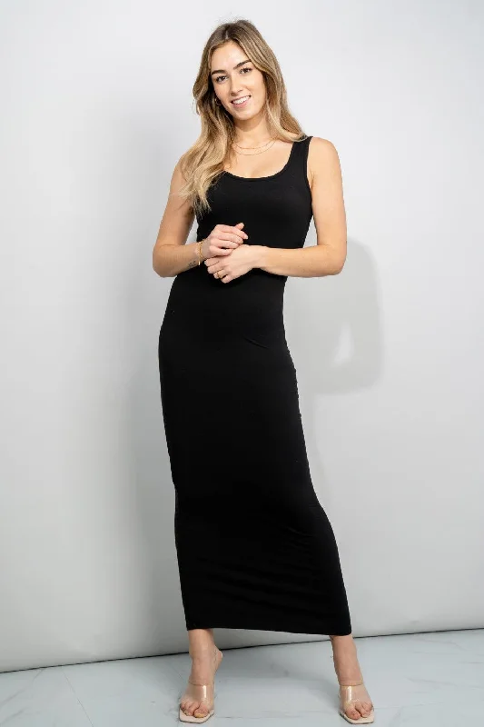 Scoop Neck Sleeveless Maxi Dress Comfortable Maxi Dress with Belt