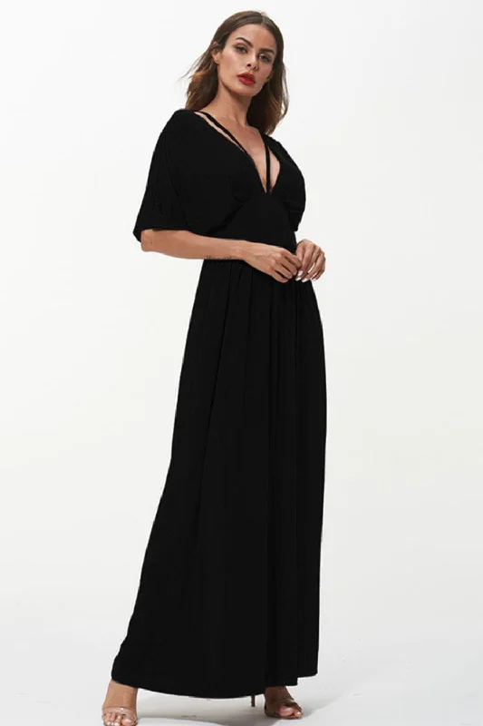 Shiny Strappy Neck Maxi Dress Chic Button-Up Maxi Dress