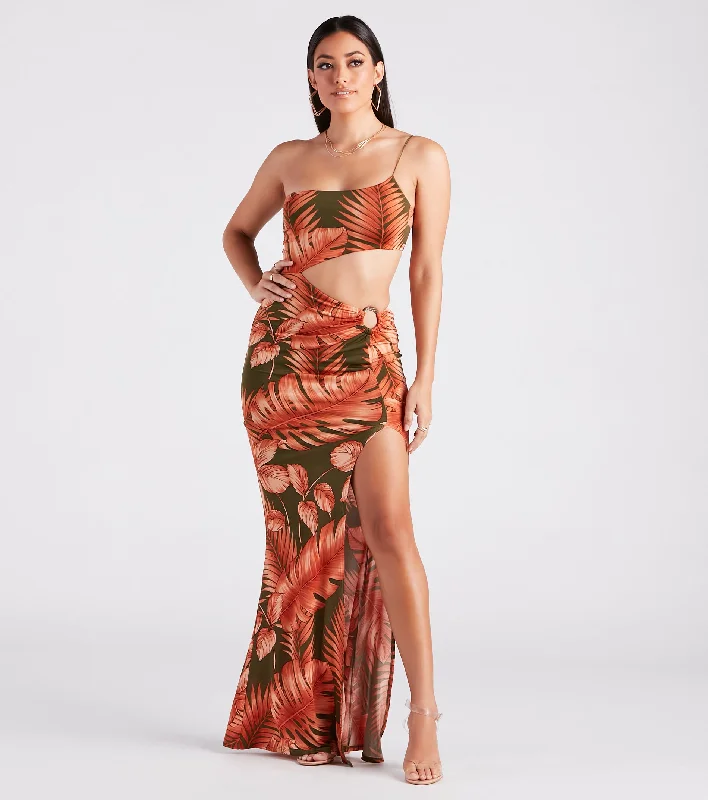 Sunkissed Beauty Tropical Print Cutout Maxi Dress Trendy Printed Maxi Dress