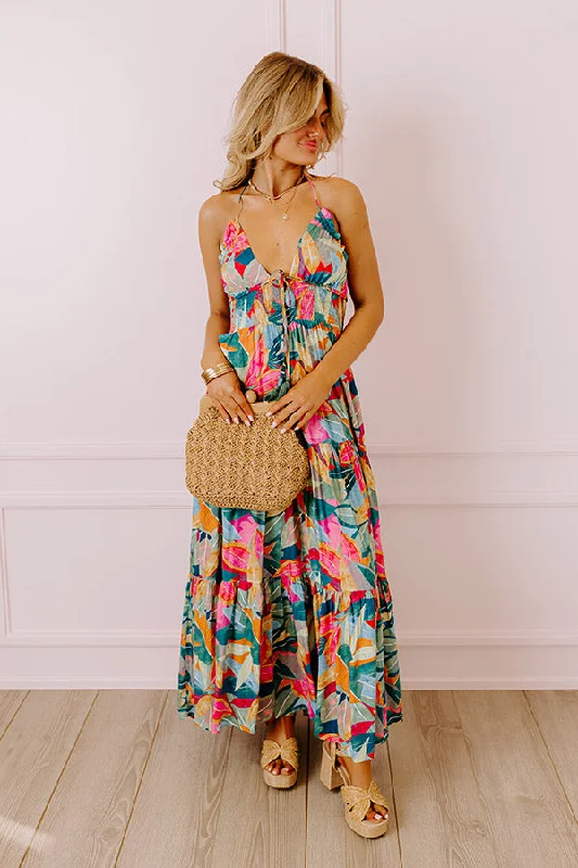 Tropical Fizz Maxi Dress Comfortable Plunging Neckline Maxi Dress