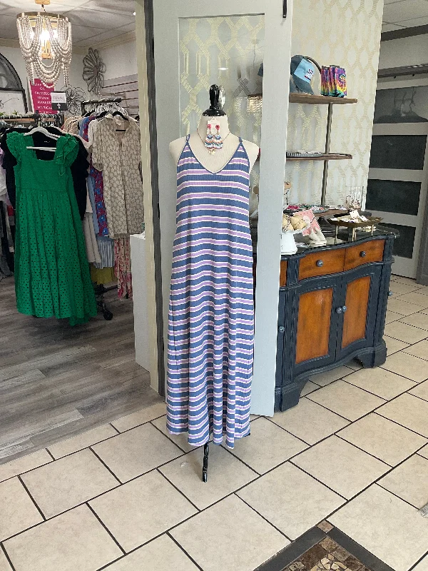 V-Neck Striped Maxi Dress Cozy Ribbed Maxi Dress