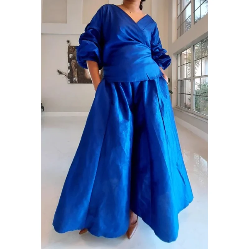 Wrap Blouse Top With Maxi Palazzo / One Size Fits up to 3XL Versatile Layering Blouse